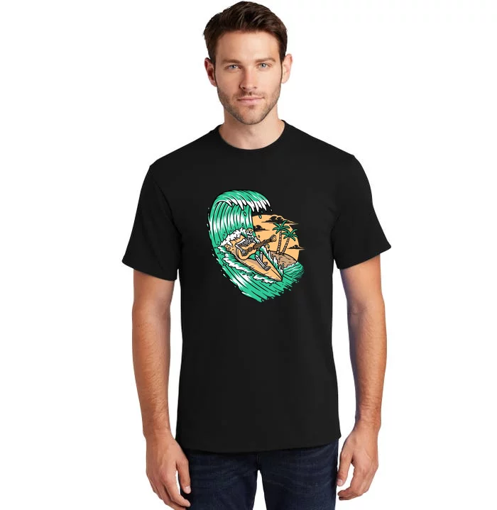 Surf Playing Guitar While Surfing Gift Tall T-Shirt