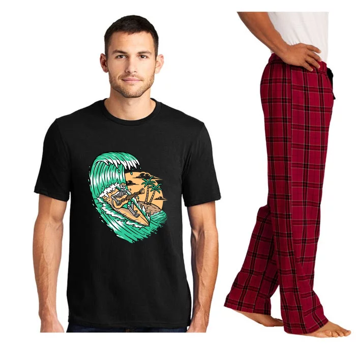 Surf Playing Guitar While Surfing Gift Pajama Set