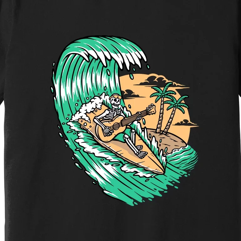 Surf Playing Guitar While Surfing Gift Premium T-Shirt