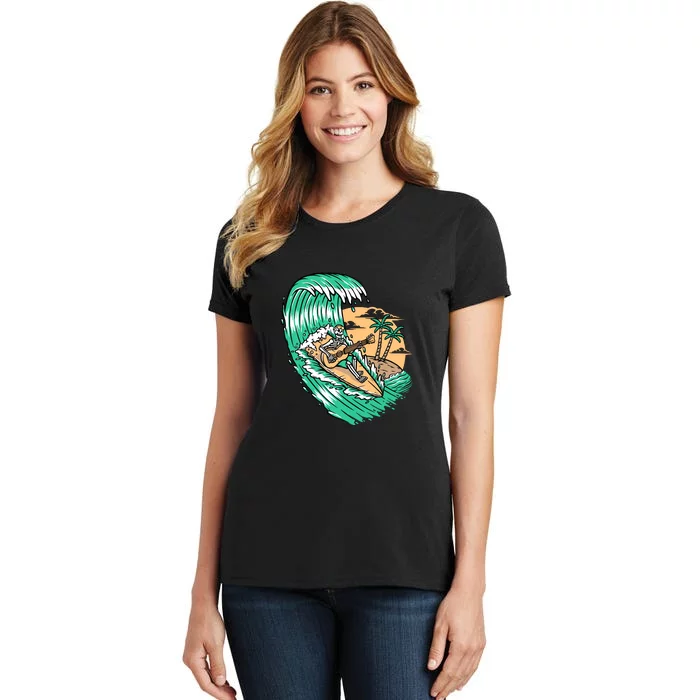 Surf Playing Guitar While Surfing Gift Women's T-Shirt