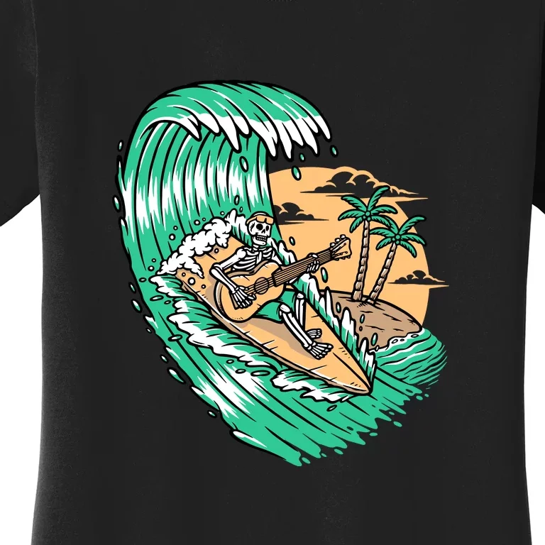 Surf Playing Guitar While Surfing Gift Women's T-Shirt