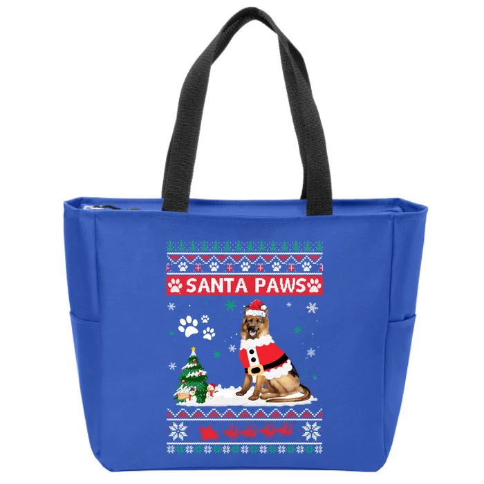 Santa Paws Ger Shepherd Merry Christmas Dog Funny Xmas Funny Gift Zip Tote Bag