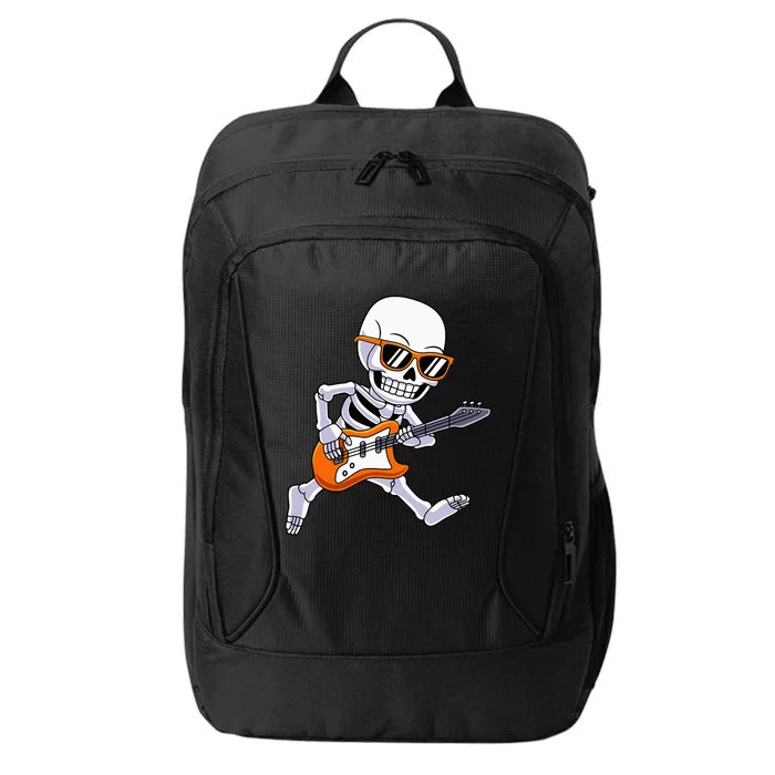 Skeleton Playing Guitar Rock & Roll Halloween City Backpack