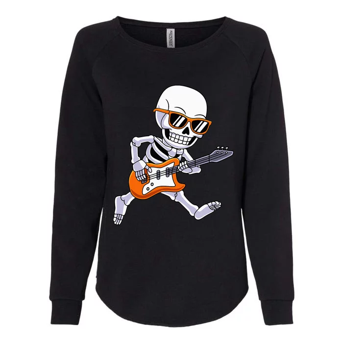 Skeleton Playing Guitar Rock Roll Kids Halloween Womens California Wash Sweatshirt