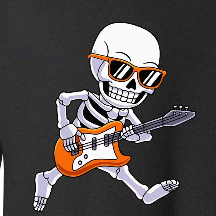 Skeleton Playing Guitar Rock Roll Kids Halloween Toddler Sweatshirt