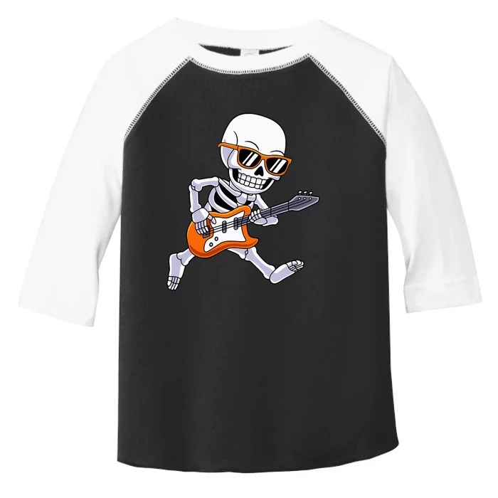 Skeleton Playing Guitar Rock Roll Kids Halloween Toddler Fine Jersey T-Shirt