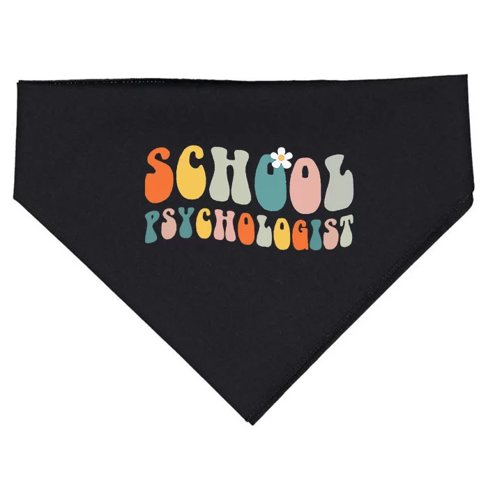 School Psychologist Groovy Retro Vintage Psychology Teacher USA-Made Doggie Bandana