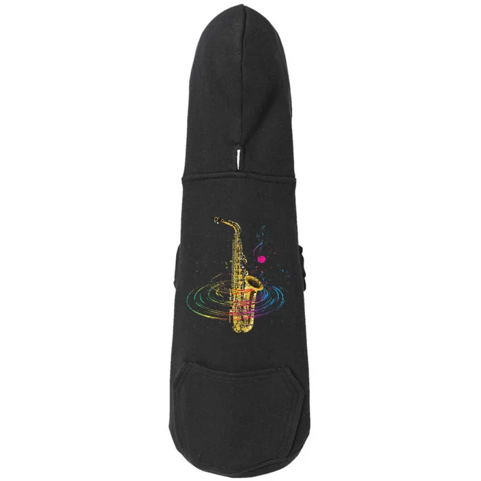 Sax Player Gift Idea Saxophonist Music Notes Saxophone Doggie 3-End Fleece Hoodie