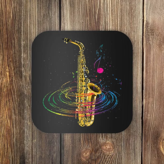 Sax Player Gift Idea Saxophonist Music Notes Saxophone Coaster