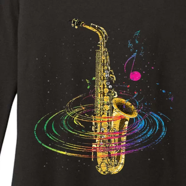 Sax Player Gift Idea Saxophonist Music Notes Saxophone Womens CVC Long Sleeve Shirt