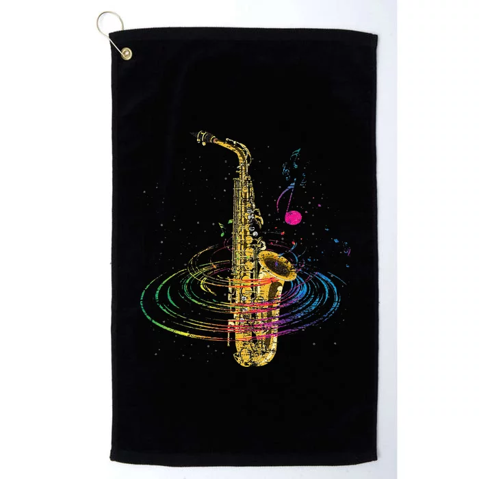 Sax Player Gift Idea Saxophonist Music Notes Saxophone Platinum Collection Golf Towel