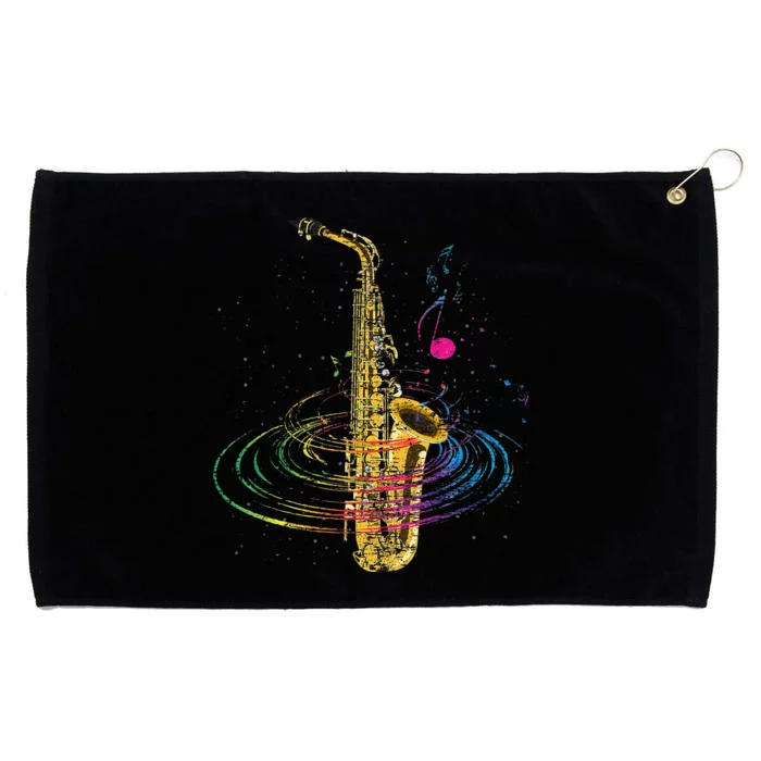 Sax Player Gift Idea Saxophonist Music Notes Saxophone Grommeted Golf Towel