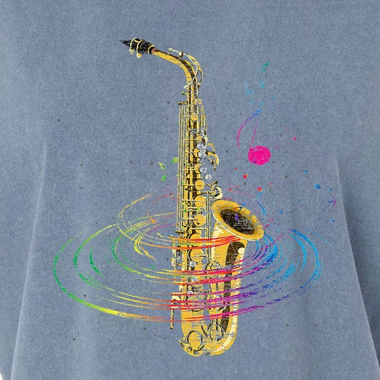 Sax Player Gift Idea Saxophonist Music Notes Saxophone Garment-Dyed Women's Muscle Tee