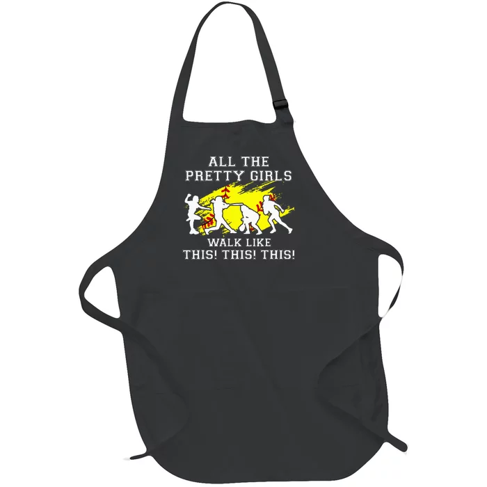 Softballshirt Pretty Girl Walk Like This Funny Full-Length Apron With Pocket