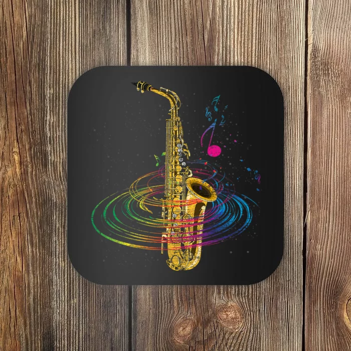 Sax Player Gift Idea Saxophonist Music Notes Saxophone Coaster