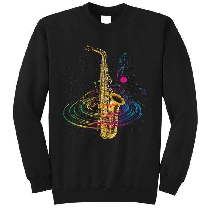 Sax Player Gift Idea Saxophonist Music Notes Saxophone Tall Sweatshirt