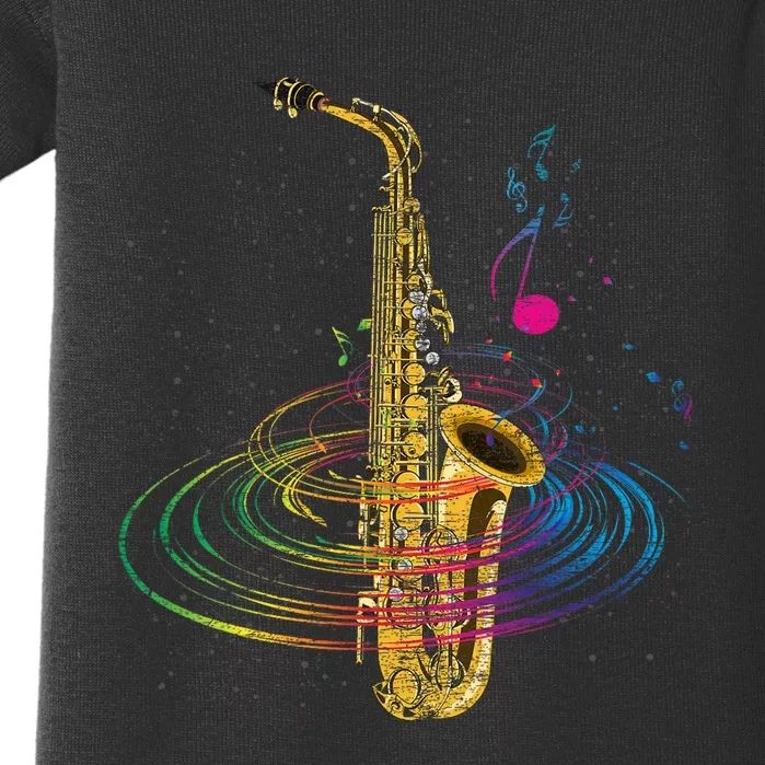 Sax Player Gift Idea Saxophonist Music Notes Saxophone Baby Bodysuit