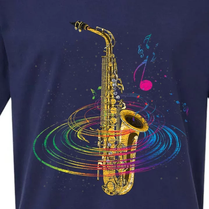 Sax Player Gift Idea Saxophonist Music Notes Saxophone Sueded Cloud Jersey T-Shirt