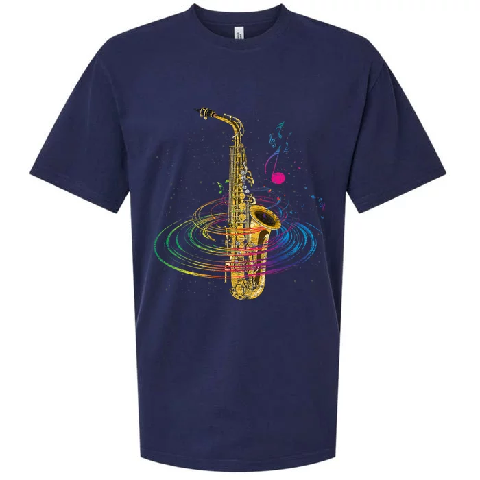 Sax Player Gift Idea Saxophonist Music Notes Saxophone Sueded Cloud Jersey T-Shirt