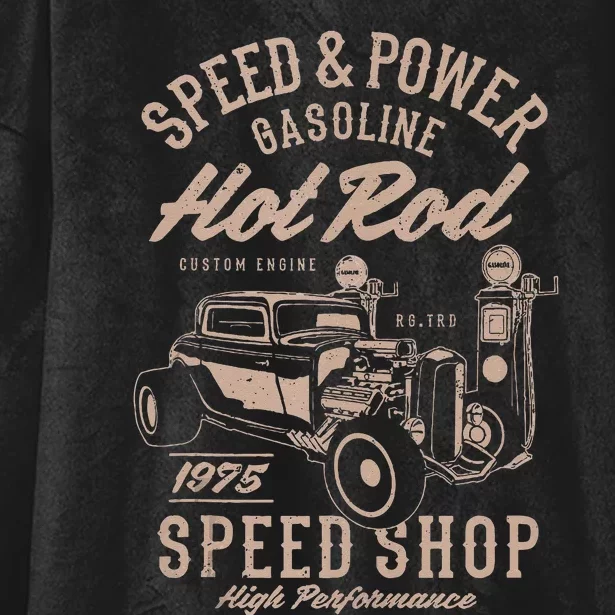 Speed & Power Gasoline Hot Rod Speed Shop Hooded Wearable Blanket