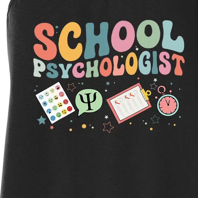 School Psychologist Groovy Psychology Teacher Women's Racerback Tank