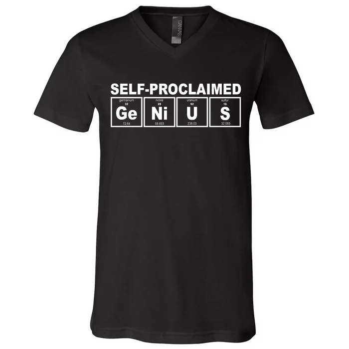 Self Proclaimed Genius Funny Periodic Table V-Neck T-Shirt