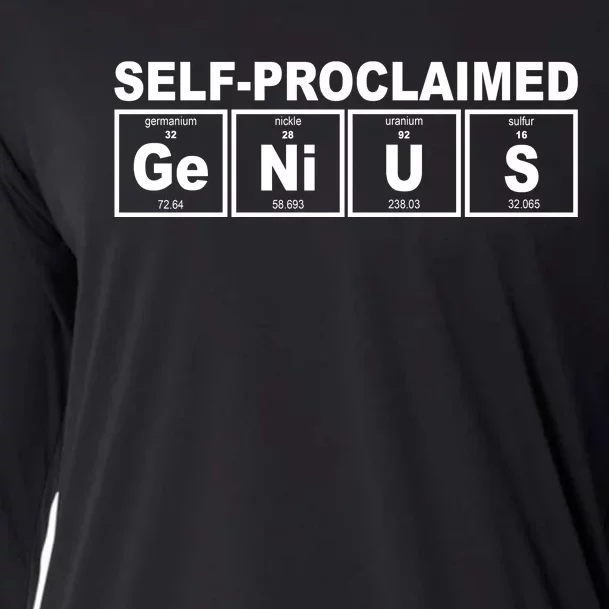 Self Proclaimed Genius Funny Periodic Table Cooling Performance Long Sleeve Crew