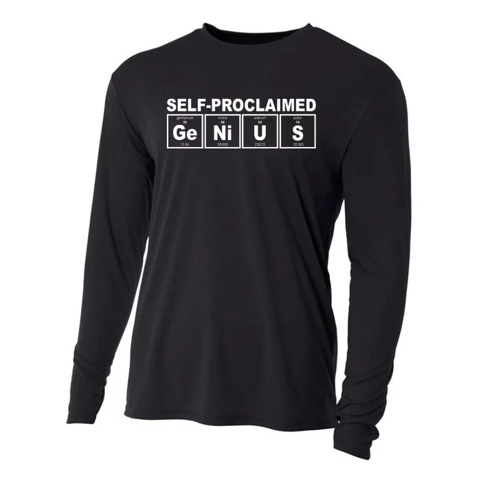 Self Proclaimed Genius Funny Periodic Table Cooling Performance Long Sleeve Crew