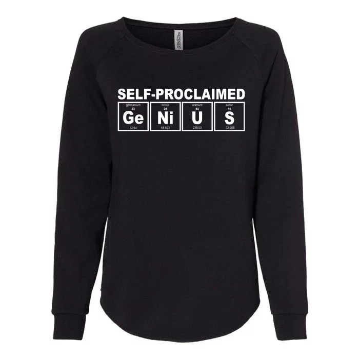 Self Proclaimed Genius Funny Periodic Table Womens California Wash Sweatshirt