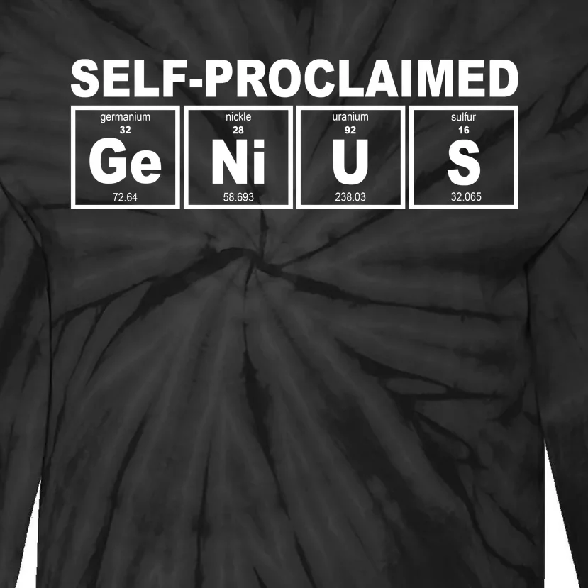 Self Proclaimed Genius Funny Periodic Table Tie-Dye Long Sleeve Shirt