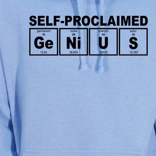 Self Proclaimed Genius Funny Periodic Table Unisex Surf Hoodie