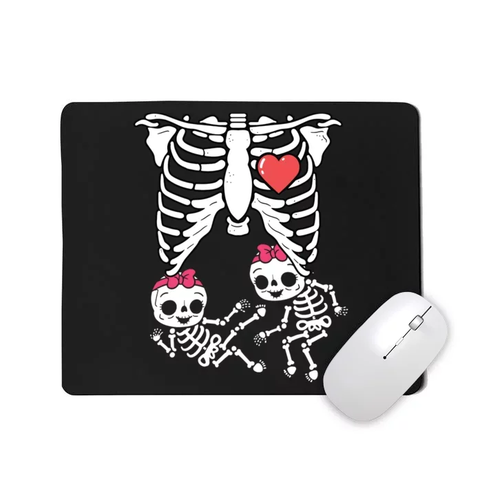 Skeleton Pregnancy Girl Twins XRay Pregnant Halloween Mousepad