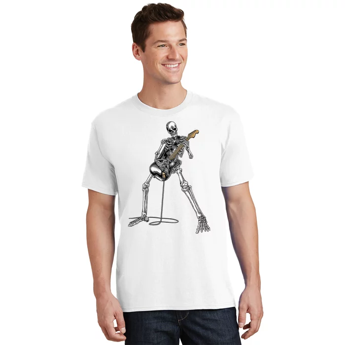 Skeleton Playing Guitar Rock And Roll Graphic Band T-Shirt