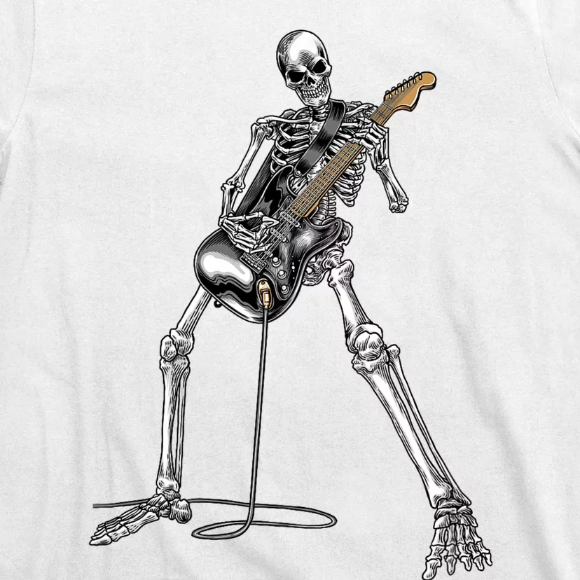 Skeleton Playing Guitar Rock And Roll Graphic Band T-Shirt