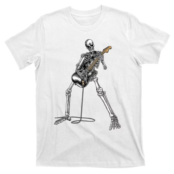 Skeleton Playing Guitar Rock And Roll Graphic Band T-Shirt