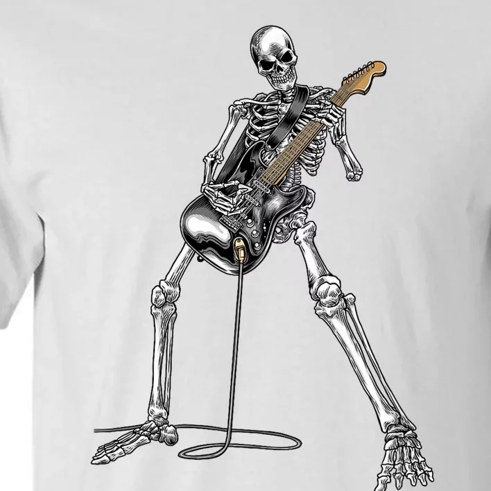 Skeleton Playing Guitar Rock And Roll Graphic Band Tall T-Shirt