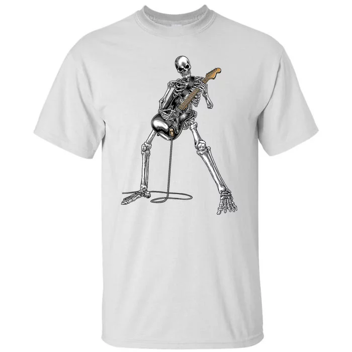 Skeleton Playing Guitar Rock And Roll Graphic Band Tall T-Shirt