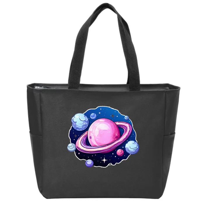 Saturn Planets Galaxy Zip Tote Bag