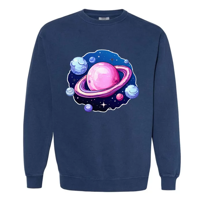 Saturn Planets Galaxy Garment-Dyed Sweatshirt