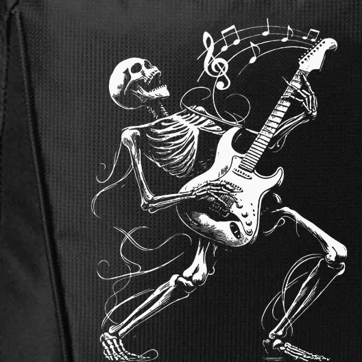 Skeleton Playing Guitar Music Gifts Rock Band City Backpack