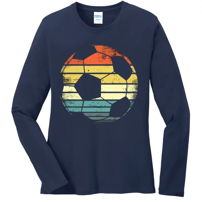 Soccer Player Gifts Funny Ball Retro Vintage Style Coach Ladies Long Sleeve Shirt