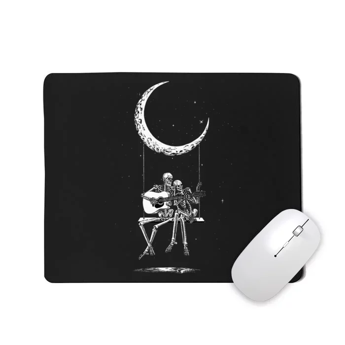 Skeleton Playing Guitar Band S Rock And Roll Moon Mousepad