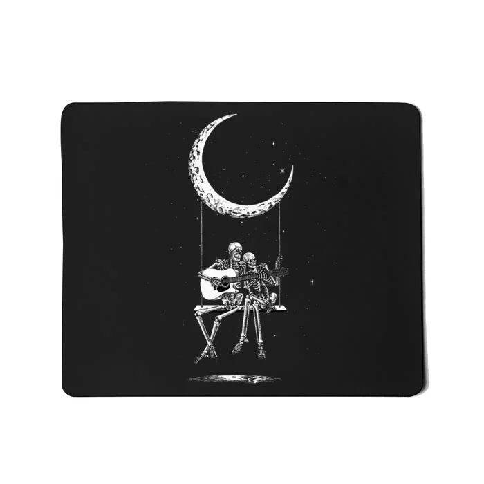 Skeleton Playing Guitar Band S Rock And Roll Moon Mousepad