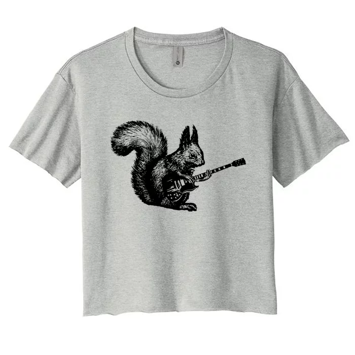 Squirrel Playing Guitar Funny Squirel Guitar Lover Guitar Women's Crop Top Tee