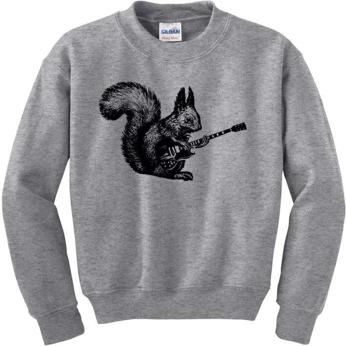 Squirrel Playing Guitar Funny Squirel Guitar Lover Guitar Kids Sweatshirt