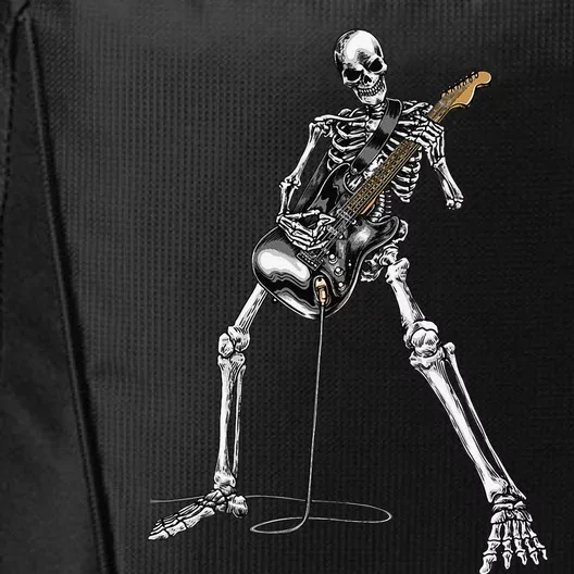 Skeleton Playing Guitar Rock And Roll Graphic Band City Backpack