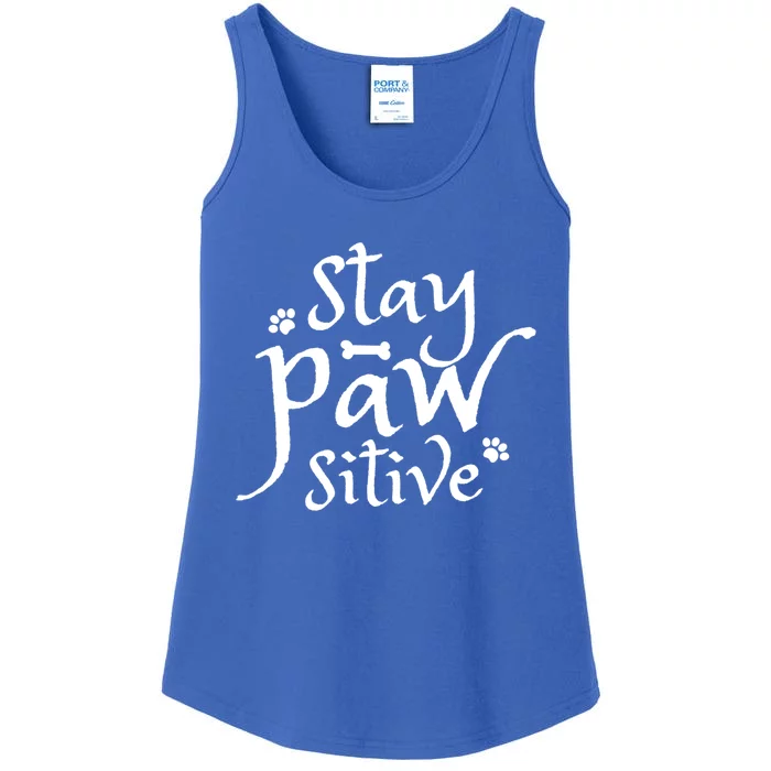 Stay Pawsitive Graphic Design Great Gift Ladies Essential Tank