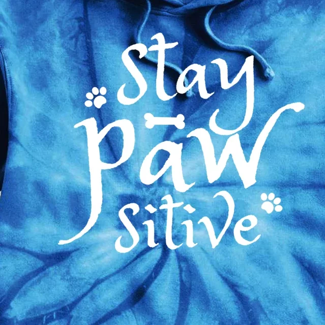 Stay Pawsitive Graphic Design Great Gift Tie Dye Hoodie