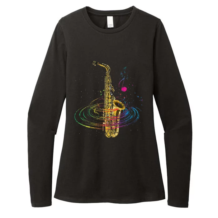 Sax Player Gift Idea Saxophonist Music Notes Saxophone Womens CVC Long Sleeve Shirt