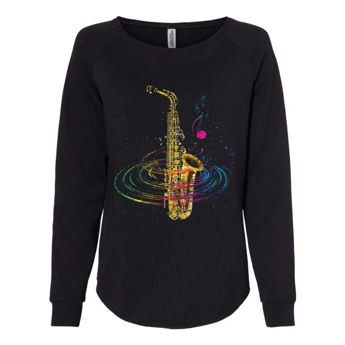 Sax Player Gift Idea Saxophonist Music Notes Saxophone Womens California Wash Sweatshirt